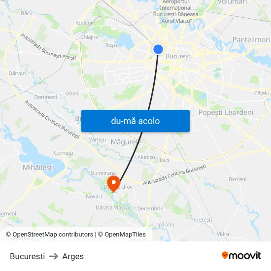 Harta de Bucuresti către Arges