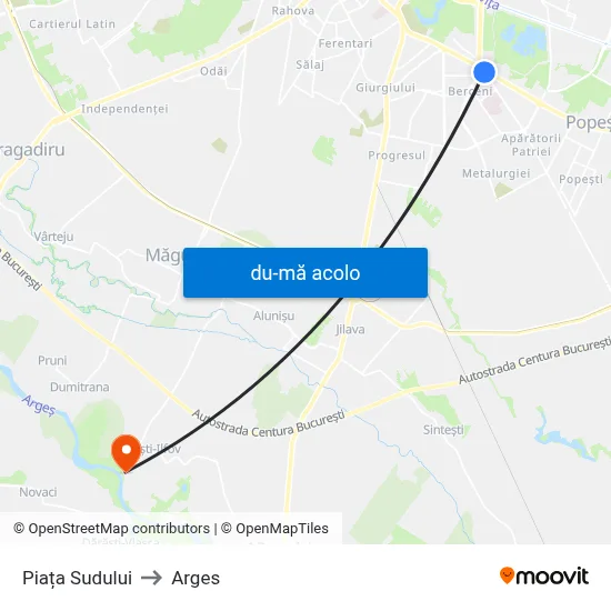 Harta de Piața Sudului către Arges