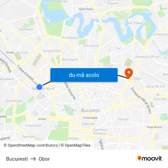 Harta de Bucuresti către Obor