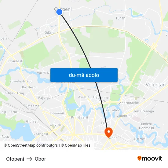Harta de Otopeni către Obor