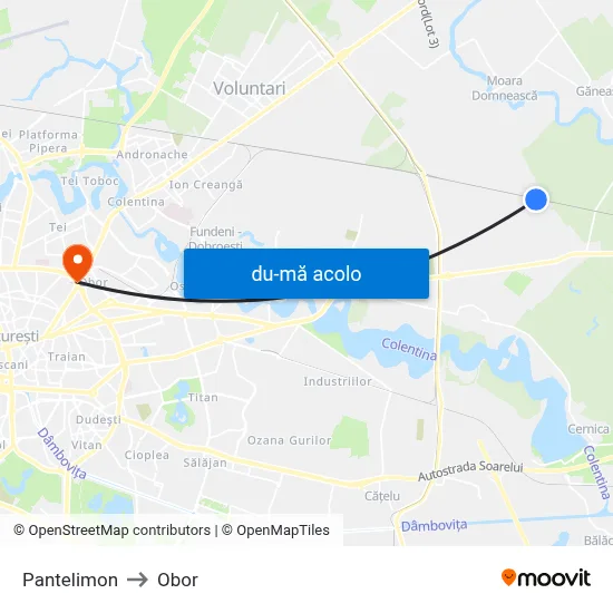 Harta de Pantelimon către Obor