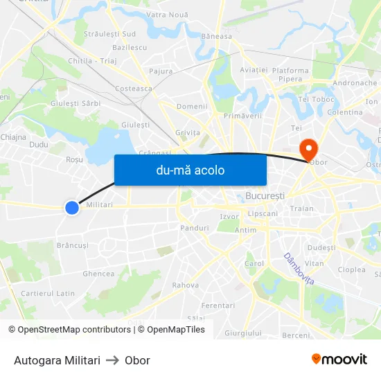Harta de Autogara Militari către Obor