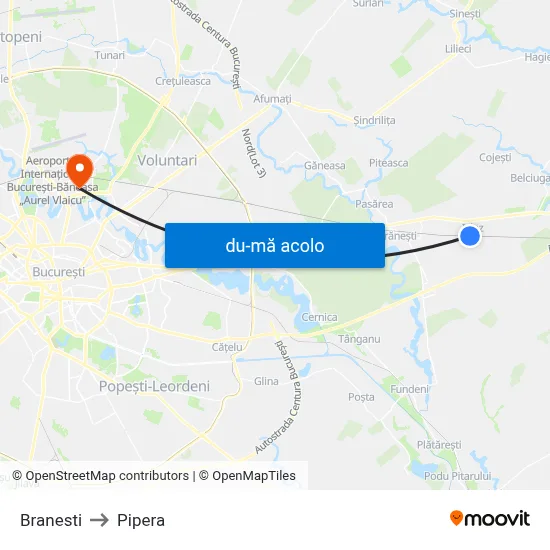 Harta de Branesti către Pipera