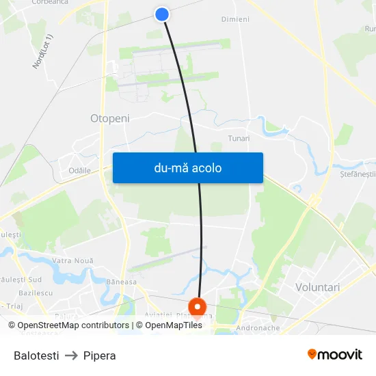 Harta de Balotesti către Pipera