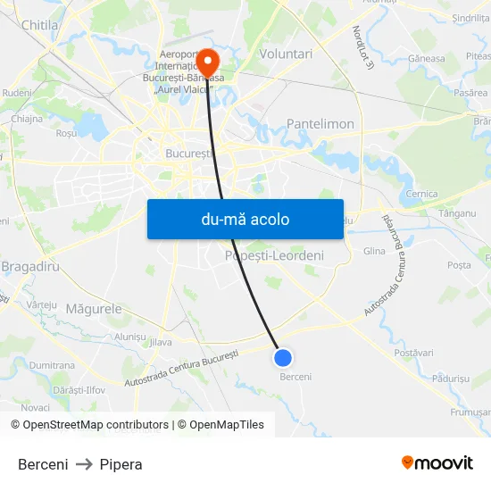 Harta de Berceni către Pipera