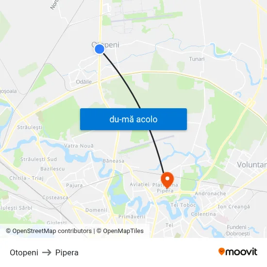 Harta de Otopeni către Pipera