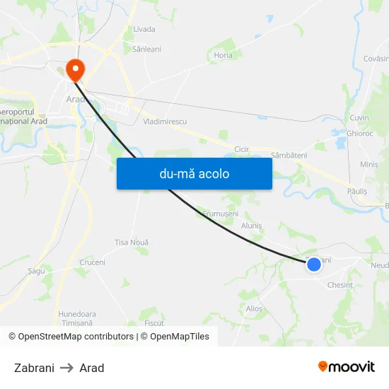 Harta de Zabrani către Arad