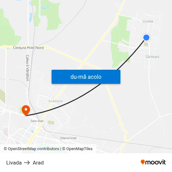 Harta de Livada către Arad