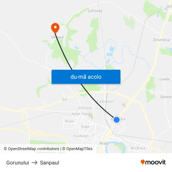 Harta de Gorunului către Sanpaul