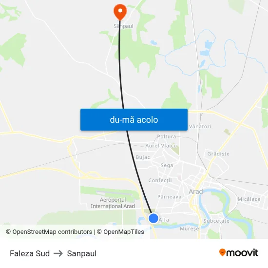 Harta de Faleza Sud către Sanpaul