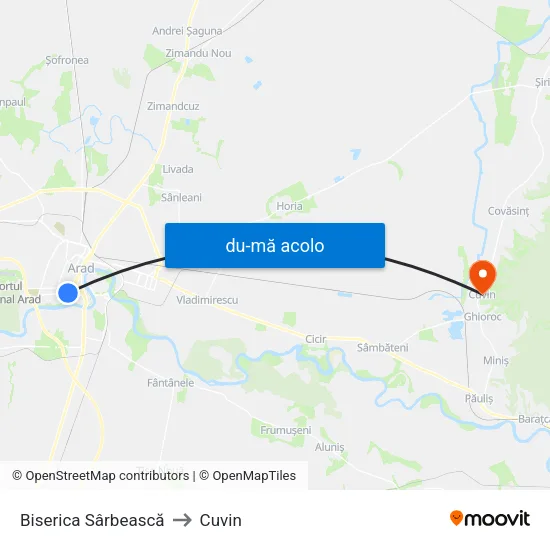 Harta de Biserica Sârbească către Cuvin