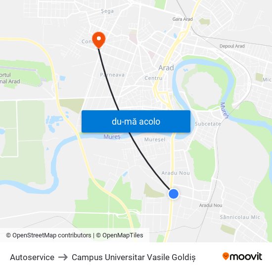 Harta de Autoservice către Campus Universitar Vasile Goldiș
