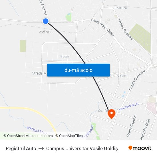 Harta de Registrul Auto către Campus Universitar Vasile Goldiș