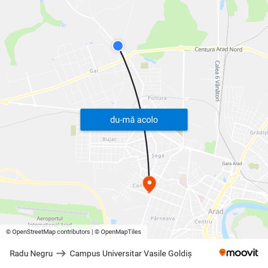 Harta de Radu Negru către Campus Universitar Vasile Goldiș