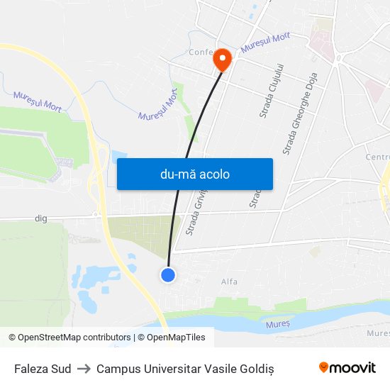 Harta de Faleza Sud către Campus Universitar Vasile Goldiș