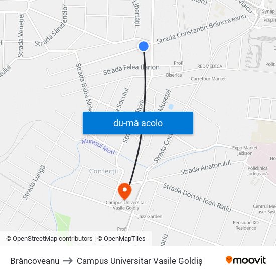 Harta de Brâncoveanu către Campus Universitar Vasile Goldiș