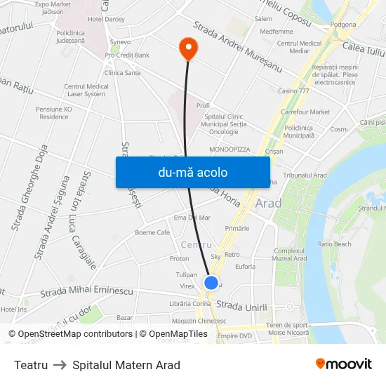 Harta de Teatru către Spitalul Matern Arad
