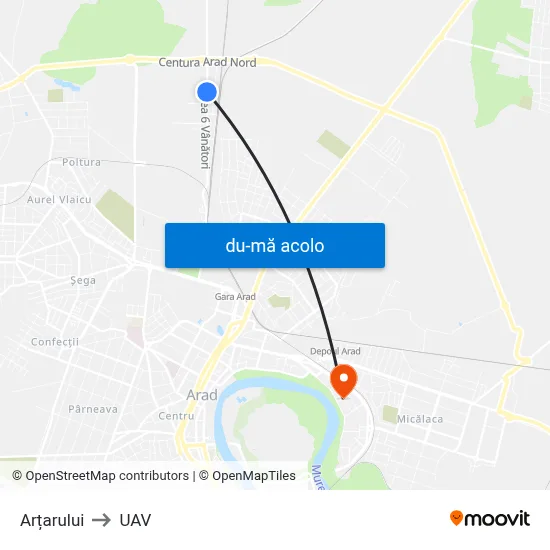 Harta de Arțarului către UAV