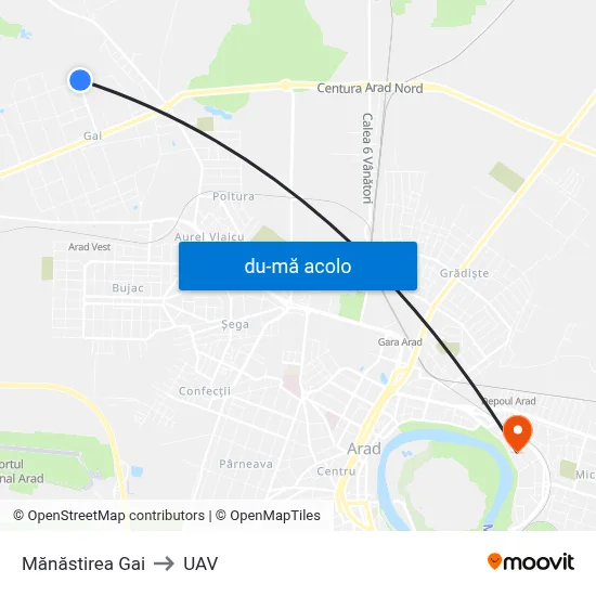 Harta de Mănăstirea Gai către UAV