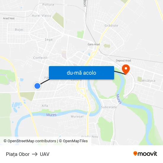 Harta de Piața Obor către UAV