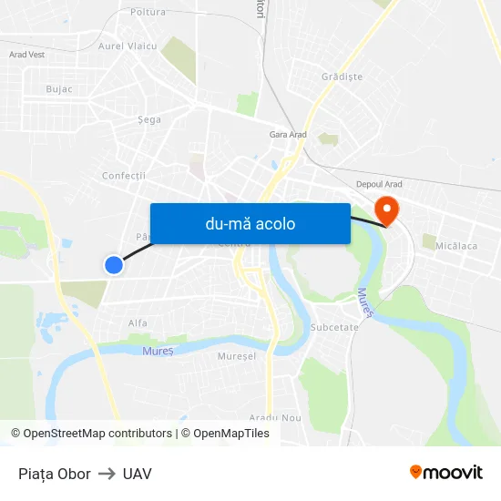 Harta de Piața Obor către UAV