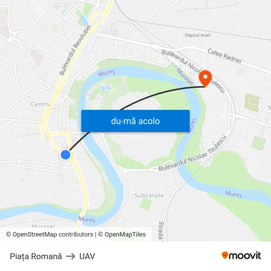 Harta de Piața Romană către UAV