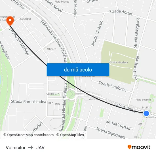 Harta de Voinicilor către UAV