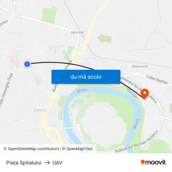 Harta de Piața Spitalului către UAV