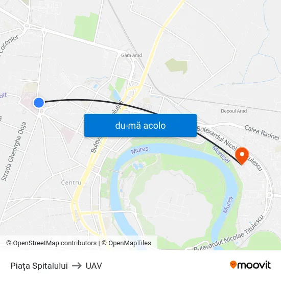 Harta de Piața Spitalului către UAV