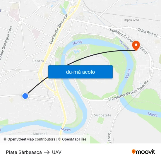 Harta de Piața Sârbească către UAV