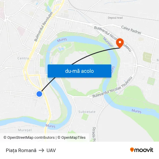 Harta de Piața Romană către UAV