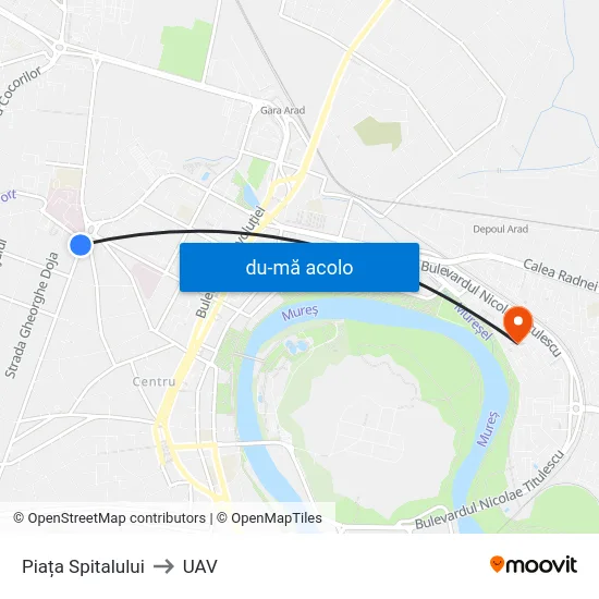 Harta de Piața Spitalului către UAV