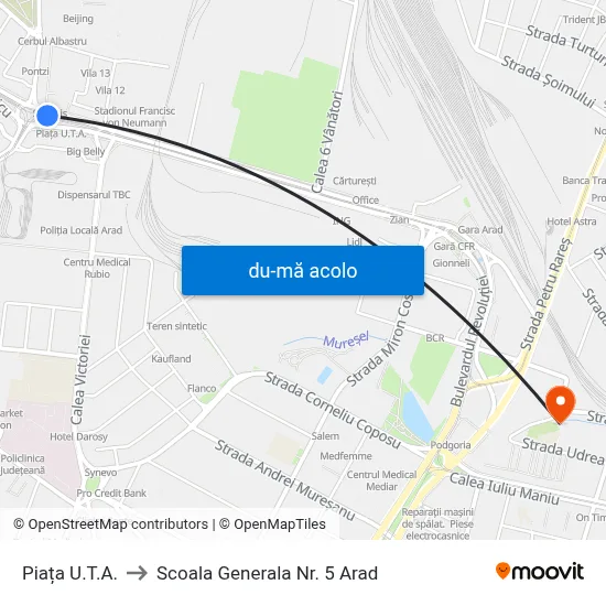 Harta de Piața U.T.A. către Scoala Generala Nr. 5 Arad