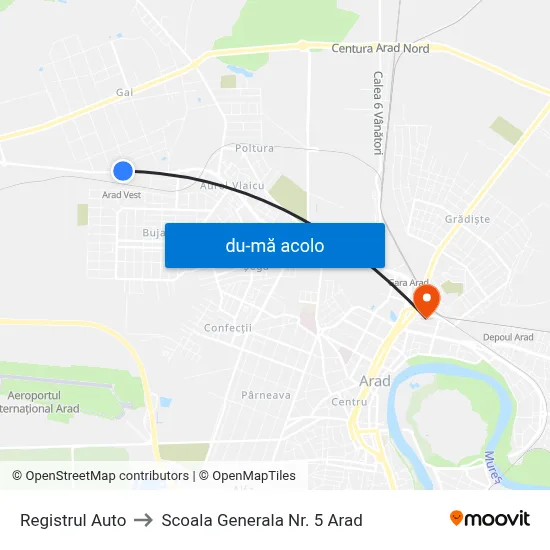 Harta de Registrul Auto către Scoala Generala Nr. 5 Arad