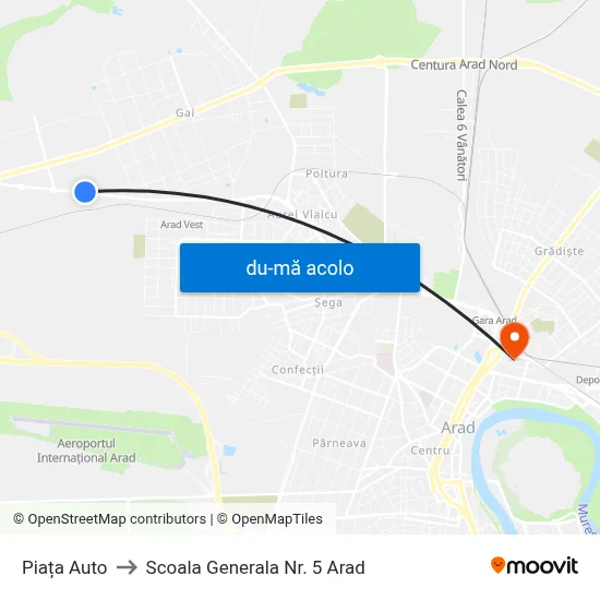 Harta de Piața Auto către Scoala Generala Nr. 5 Arad