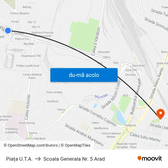 Harta de Piața U.T.A. către Scoala Generala Nr. 5 Arad