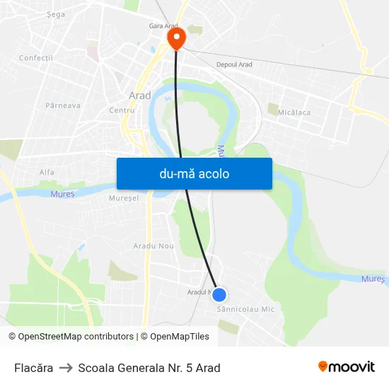 Harta de Flacăra către Scoala Generala Nr. 5 Arad
