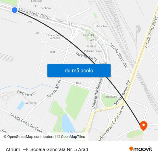 Harta de Atrium către Scoala Generala Nr. 5 Arad