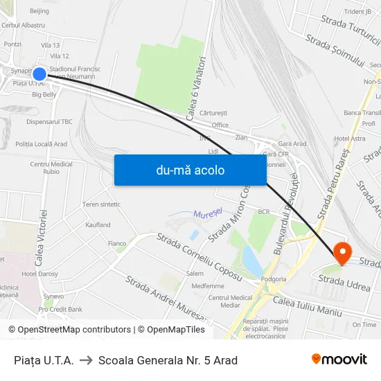 Harta de Piața U.T.A. către Scoala Generala Nr. 5 Arad