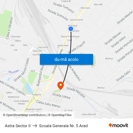 Harta de Astra Sector II către Scoala Generala Nr. 5 Arad