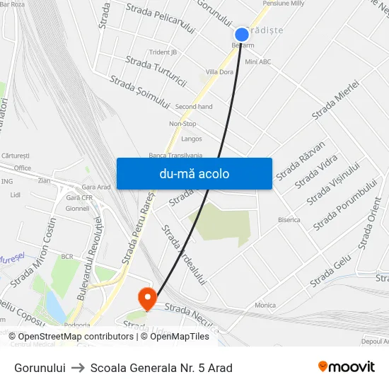 Harta de Gorunului către Scoala Generala Nr. 5 Arad