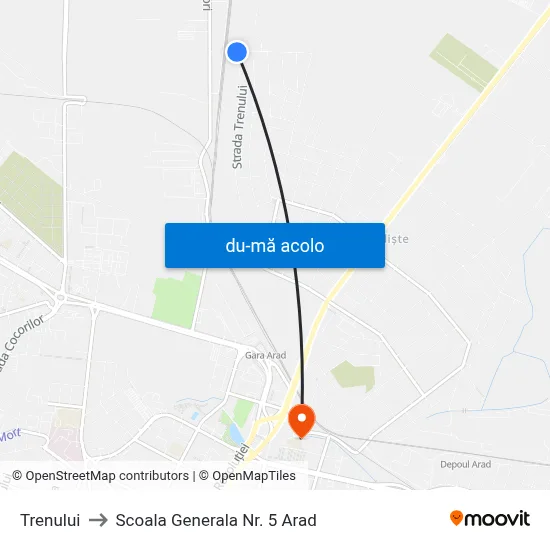 Harta de Trenului către Scoala Generala Nr. 5 Arad
