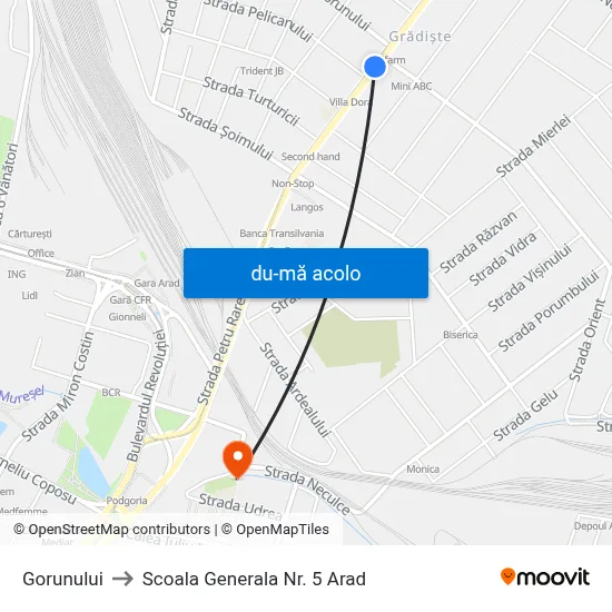 Harta de Gorunului către Scoala Generala Nr. 5 Arad