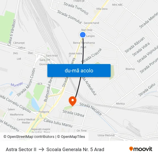 Harta de Astra Sector II către Scoala Generala Nr. 5 Arad