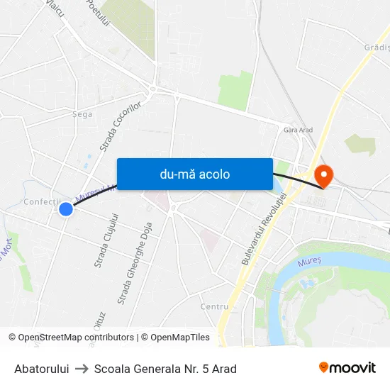 Harta de Abatorului către Scoala Generala Nr. 5 Arad