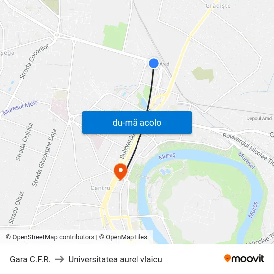 Harta de Gara C.F.R. către Universitatea aurel vlaicu
