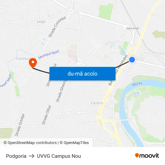 Harta de Podgoria către UVVG Campus Nou