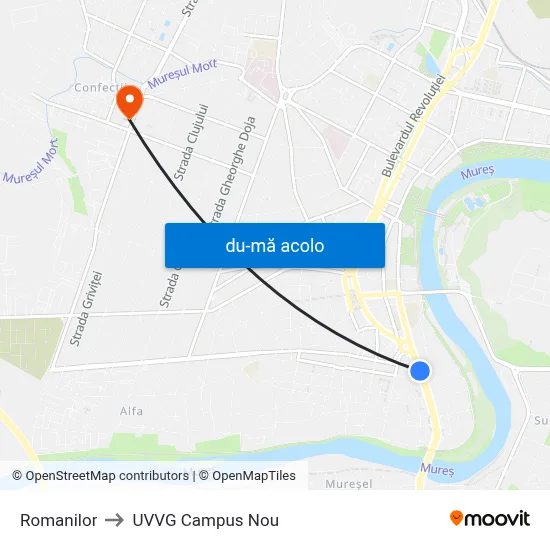 Harta de Romanilor către UVVG Campus Nou