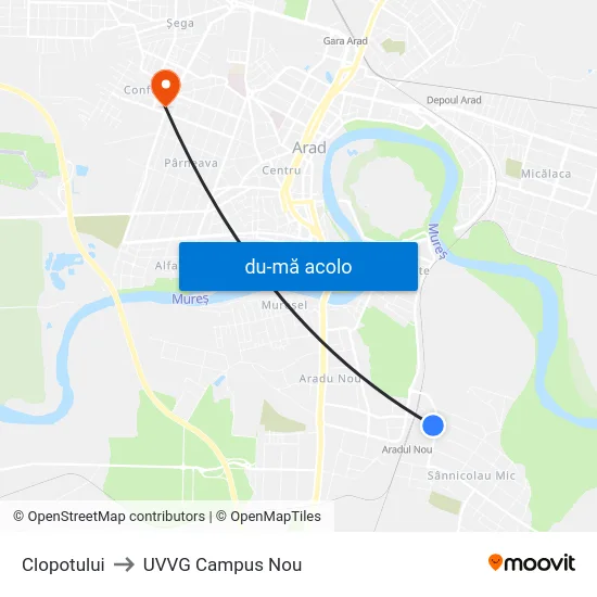 Harta de Clopotului către UVVG Campus Nou