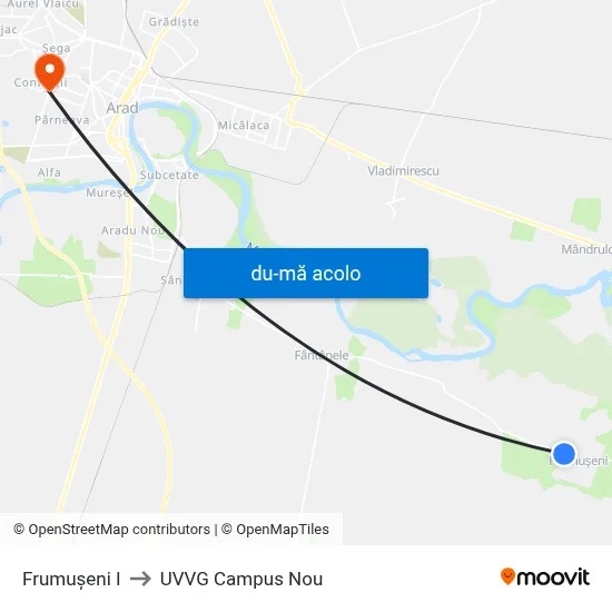 Harta de Frumușeni I către UVVG Campus Nou
